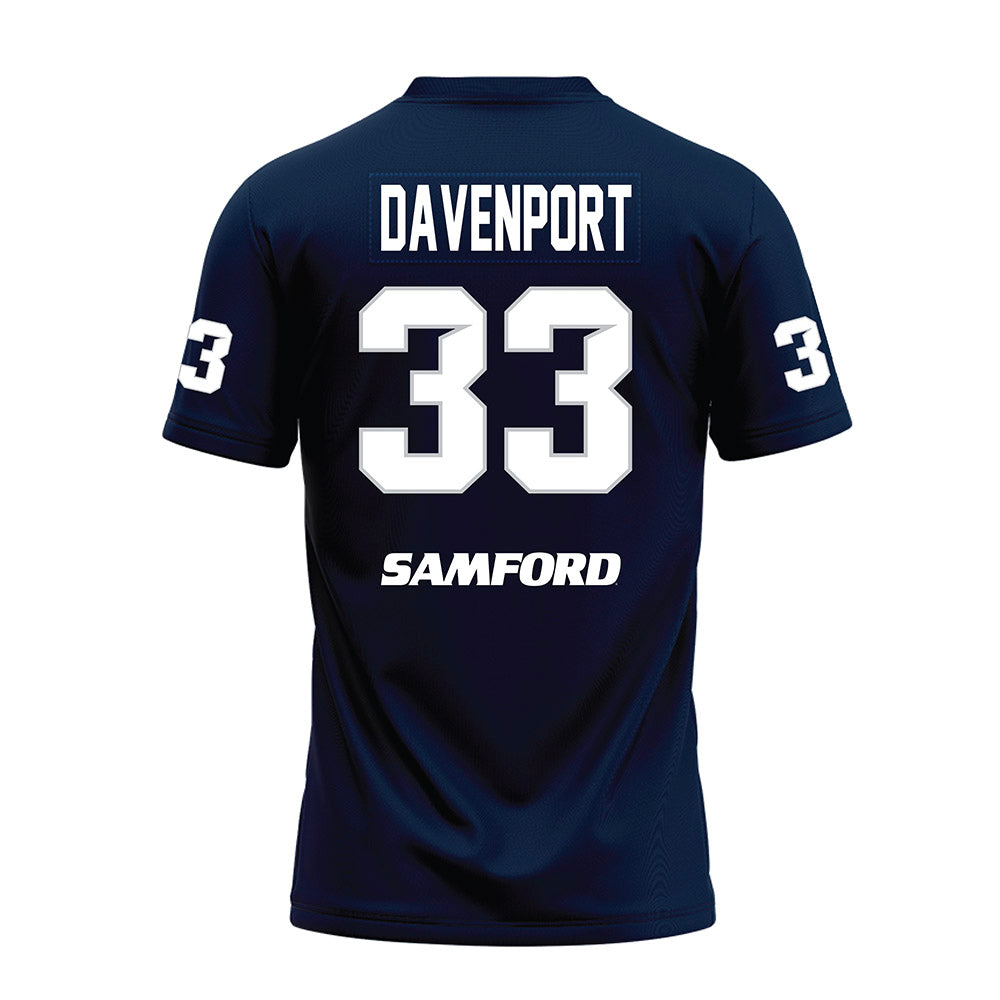 Samford - NCAA Football : Theodore Davenport - Navy Premium Football Jersey-1