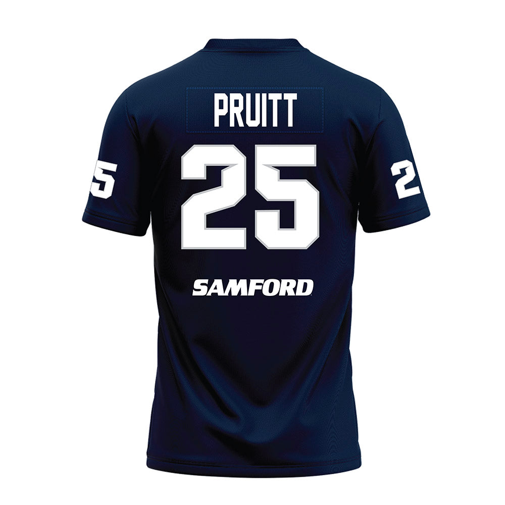 Samford - NCAA Football : William Pruitt - Navy Premium Football Jersey-1