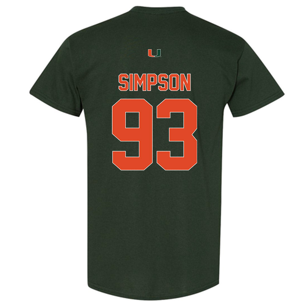 Miami - NCAA Football : Donta Simpson - Classic Shersey T-Shirt-1