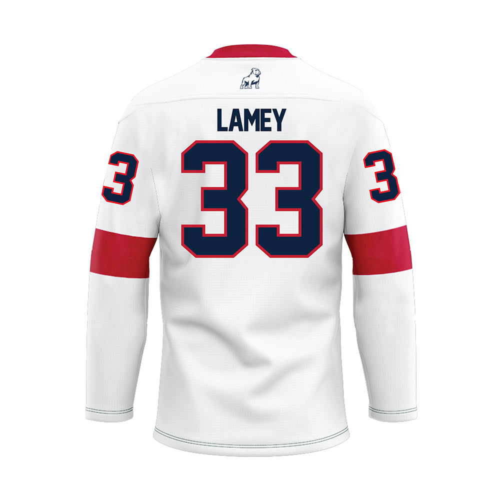 Samford - NCAA Men's Basketball : Zach Lamey - White Hockey Jersey-1