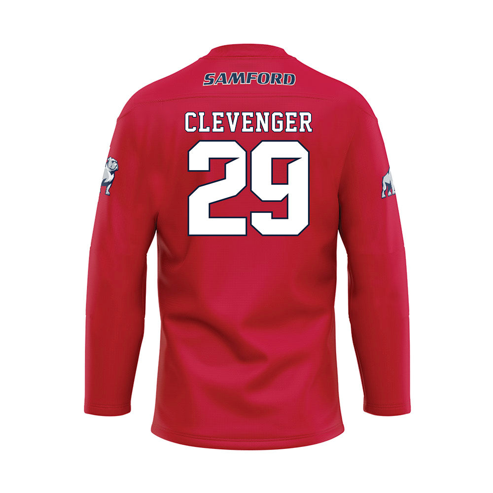Samford - NCAA Baseball : Heath Clevenger - Red Hockey Jersey-1