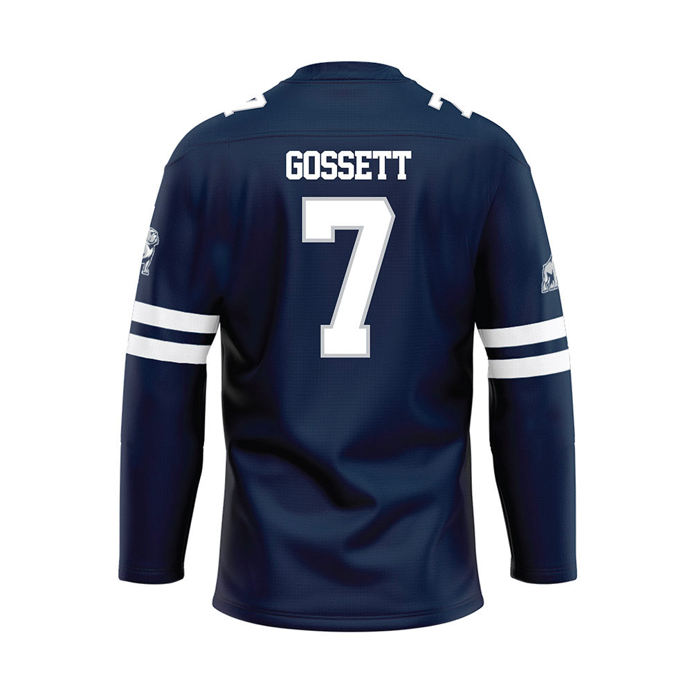 Samford - NCAA Men's Basketball : JD Gossett - Blue Hockey Jersey-1