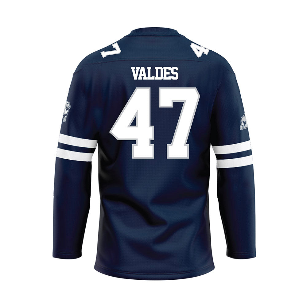 Samford - NCAA Football : Daniel Valdes - Blue Hockey Jersey-1