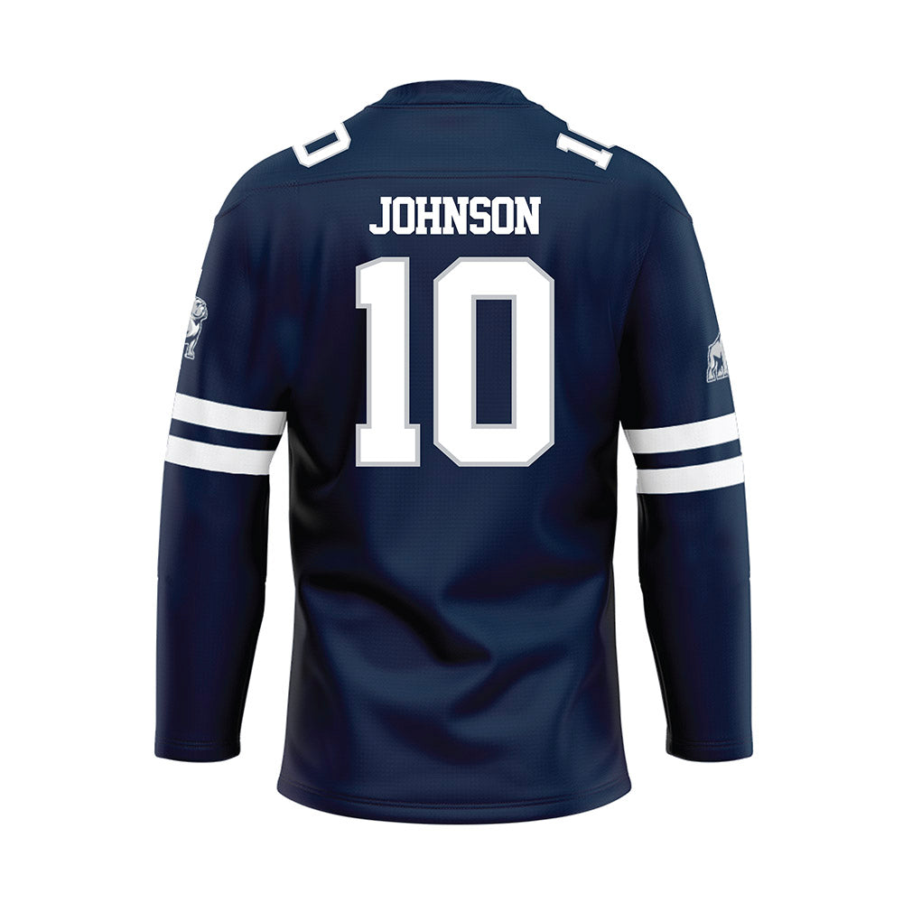 Samford - NCAA Football : Aj Johnson - Blue Hockey Jersey-1