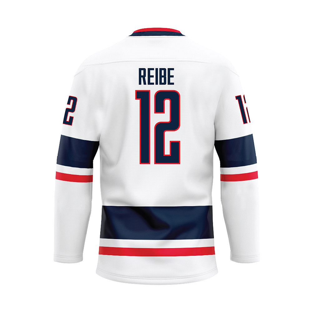UConn - NCAA Men's Basketball : Eric Reibe - White Hockey Jersey-1