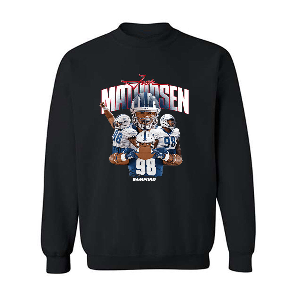 Samford - NCAA Football : Joshua Mathiasen - Player Collage Crewneck Sweatshirt