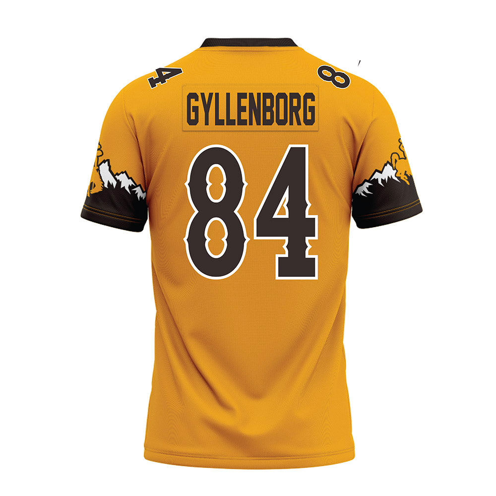 Wyoming - NCAA Football : John Michael Gyllenborg - Gold Premium Football Jersey
