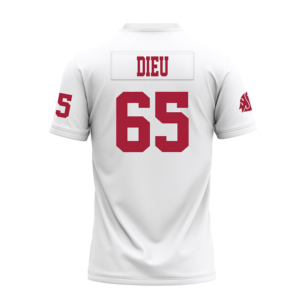 WSU - NCAA Football : Brock Dieu - White Premium Football Jersey-1