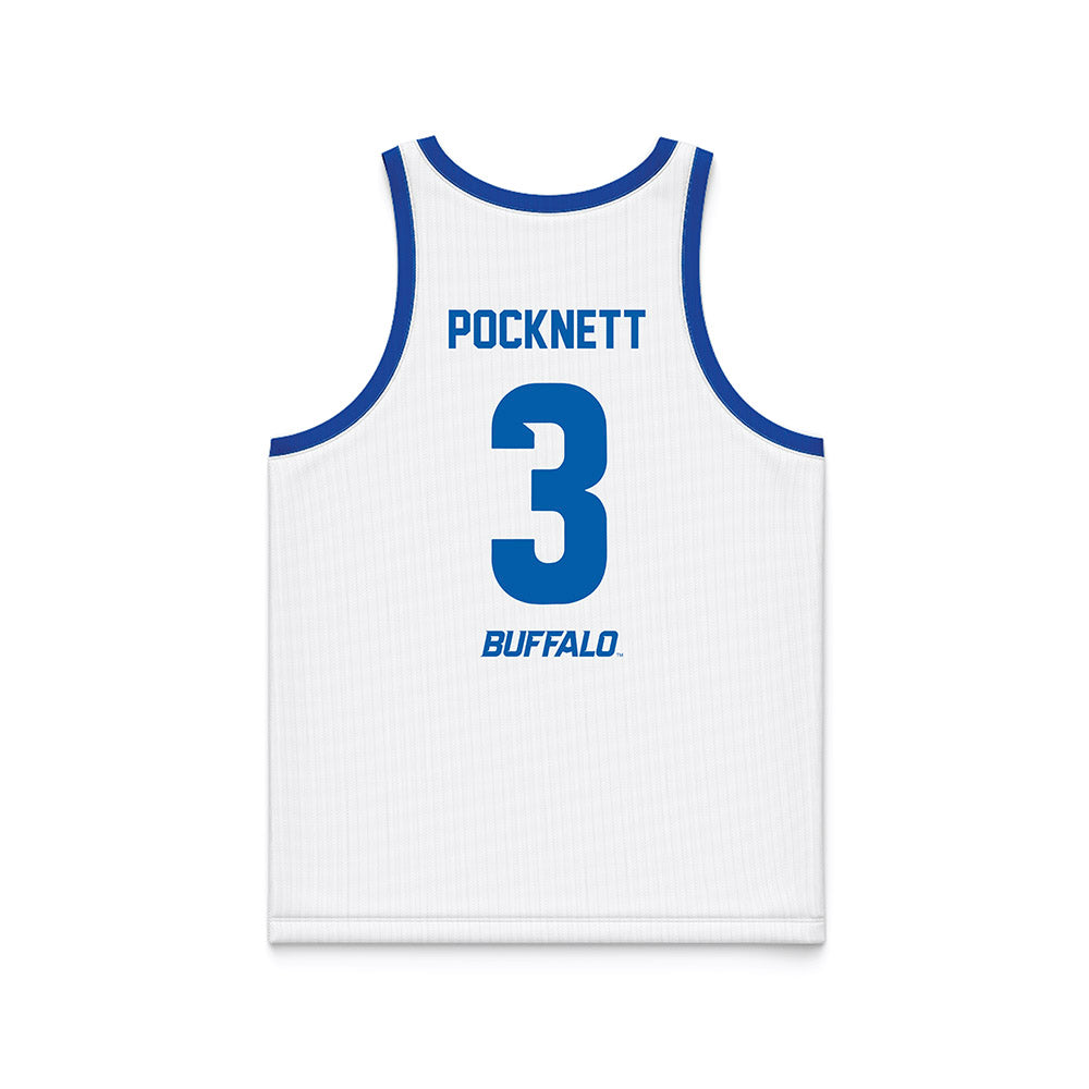 Buffalo - NCAA Men's Basketball : Mikhail Pocknett - White Basketball Jersey-1