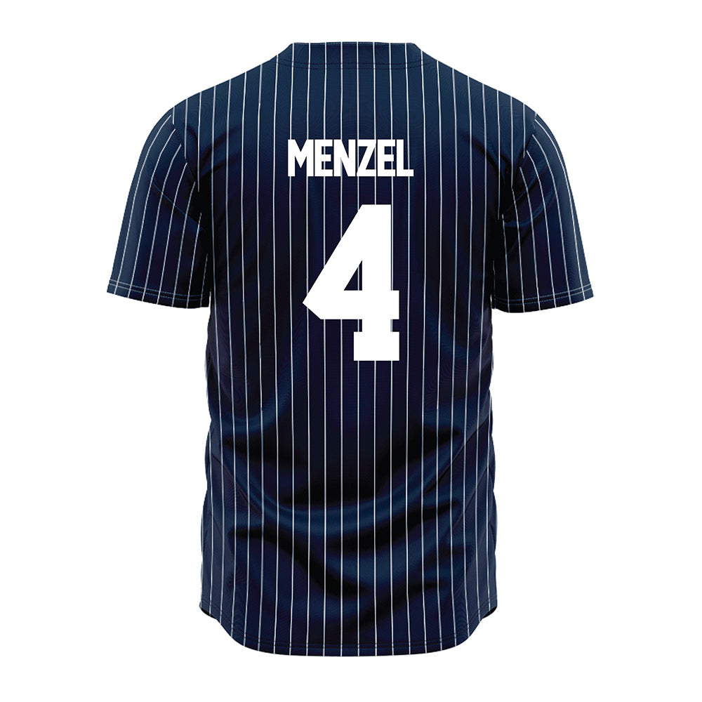 Maine - NCAA Baseball : Evan Menzel - Navy Pin Stripe Jersey-1