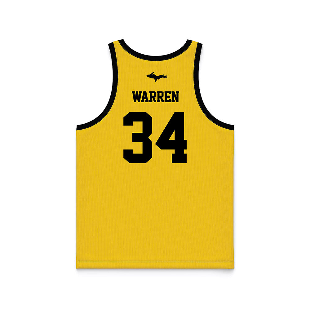 Michigan Tech - NCAA Men's Basketball : Grant Warren - Gold Basketball Jersey