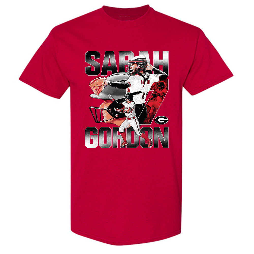 Georgia - NCAA Softball : Sarah Gordon - Player Collage T-Shirt-0