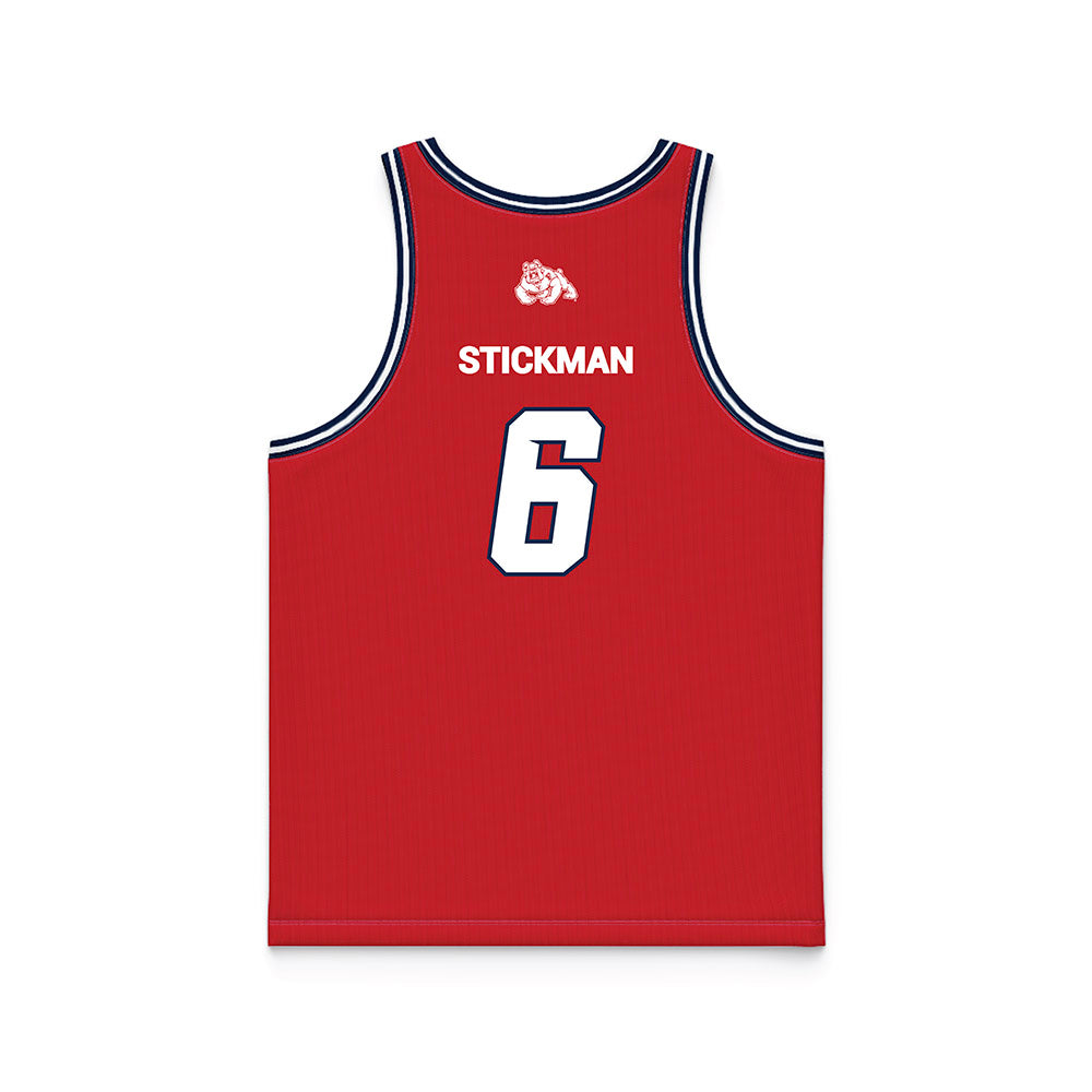Fresno State - NCAA Men's Basketball : Dj Stickman - Red Basketball Jersey-1