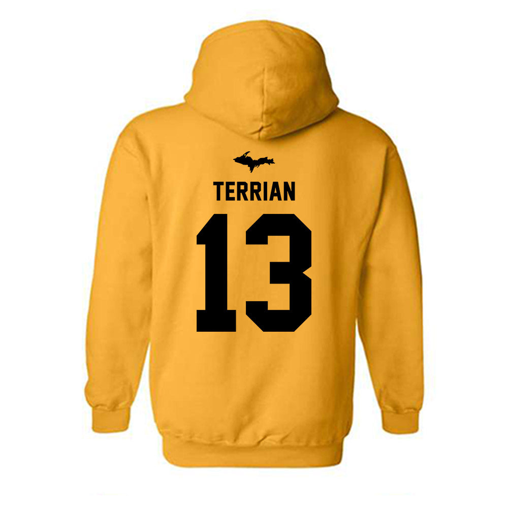 Michigan Tech - NCAA Men's Basketball : Josh Terrian - Generic Shersey Hooded Sweatshirt