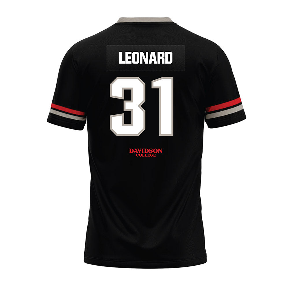 Davidson - NCAA Football : Michael Leonard - 2024 Black Premium Football Jersey