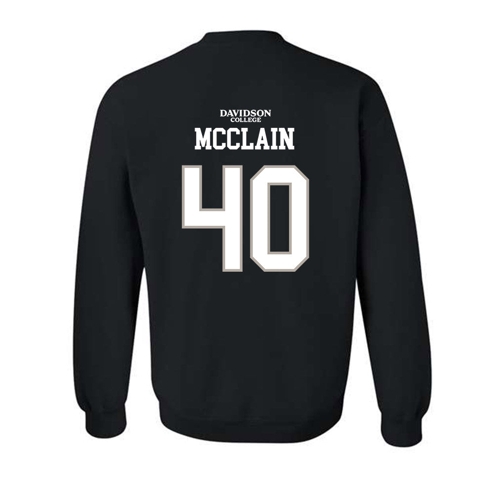 Davidson - NCAA Football : Carius McClain - Black Replica Shersey Crewneck Sweatshirt