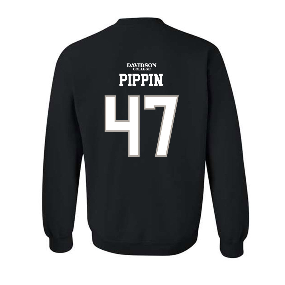 Davidson - NCAA Football : Nash Pippin - Black Replica Shersey Crewneck Sweatshirt-1