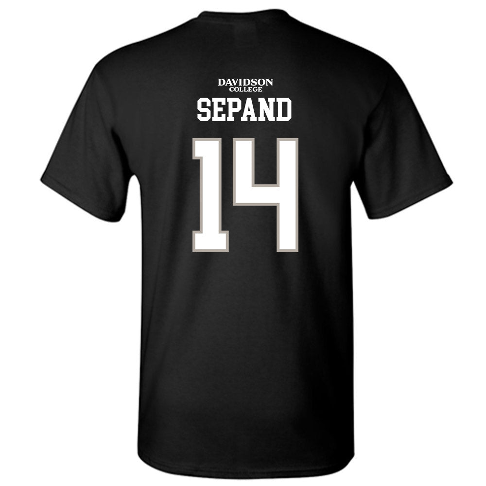 Davidson - NCAA Football : Isaiah Sepand - Black Replica Shersey T-Shirt