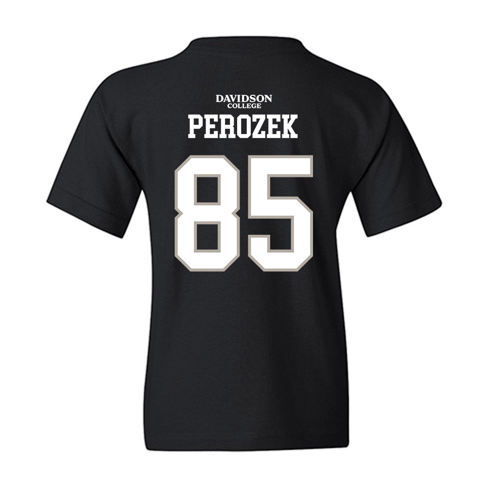 Davidson - NCAA Football : Jack Perozek - Black Replica Shersey Youth T-Shirt-1