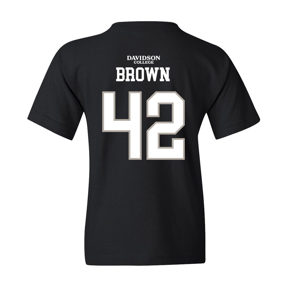 Davidson - NCAA Football : Dallas Brown - Black Replica Shersey Youth T-Shirt