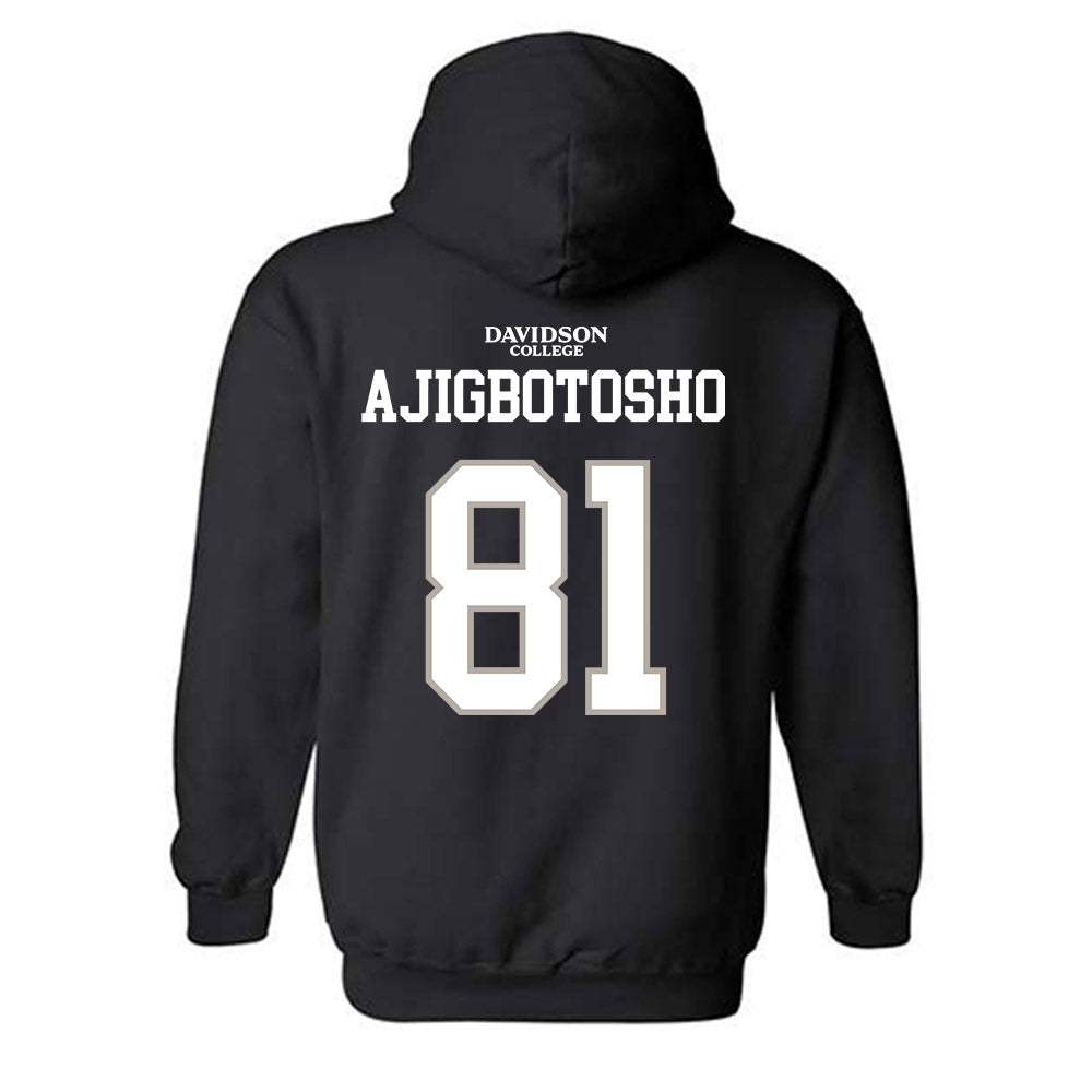 Davidson - NCAA Football : Alani Ajigbotosho - Black Replica Shersey Hooded Sweatshirt
