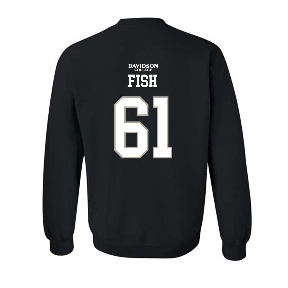 Davidson - NCAA Football : Danny Fish - Black Replica Shersey Crewneck Sweatshirt