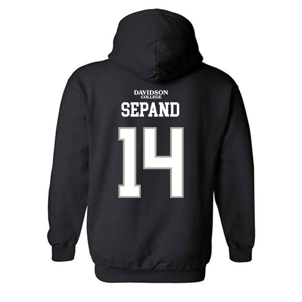 Davidson - NCAA Football : Isaiah Sepand - Black Replica Shersey Hooded Sweatshirt