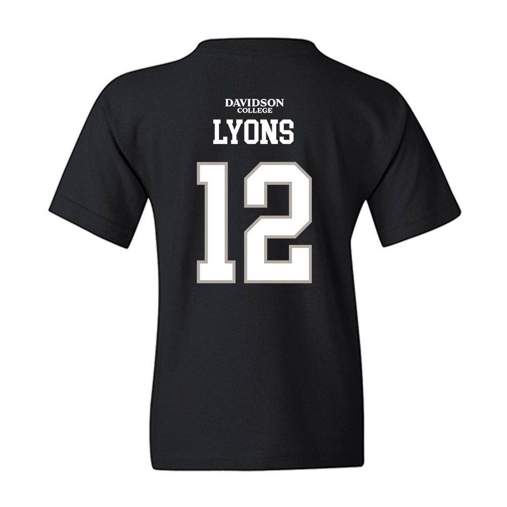 Davidson - NCAA Football : Christian Lyons - Black Replica Shersey Youth T-Shirt-1