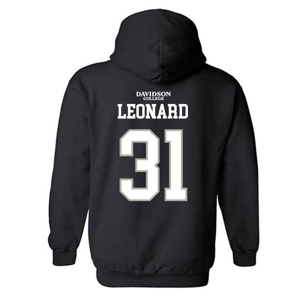 Davidson - NCAA Football : Michael Leonard - Black Replica Shersey Hooded Sweatshirt