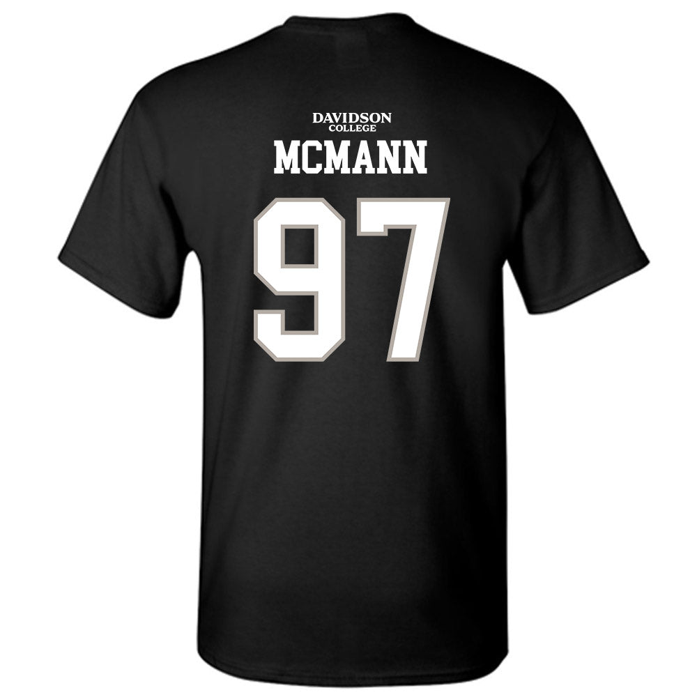 Davidson - NCAA Football : Liam McMann - Black Replica Shersey T-Shirt-1
