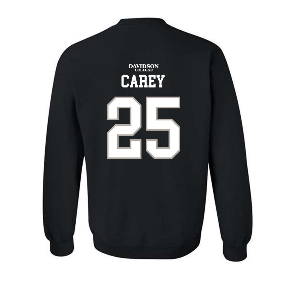 Davidson - NCAA Football : Aaron Carey - Black Replica Shersey Crewneck Sweatshirt