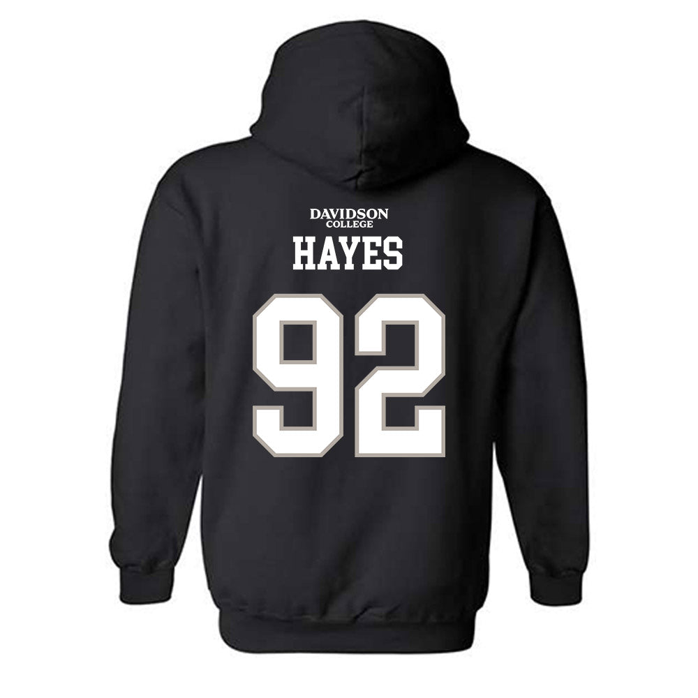 Davidson - NCAA Football : Christian Hayes - Black Replica Shersey Hooded Sweatshirt-1