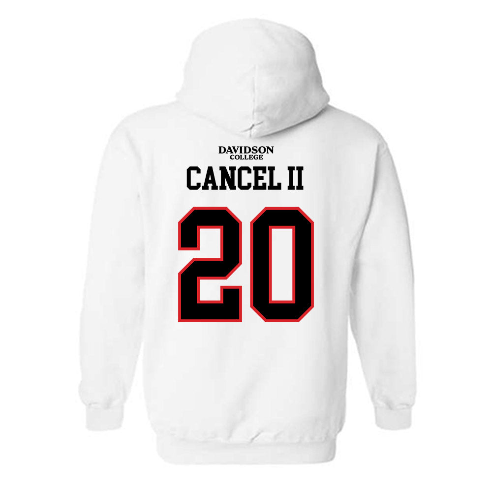 Davidson - NCAA Football : Quinton Cancel II - White Replica Shersey Hooded Sweatshirt
