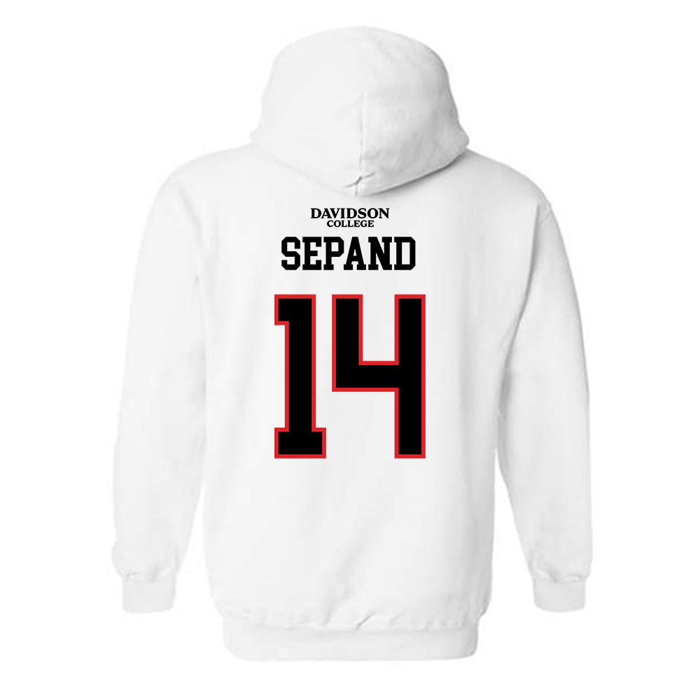 Davidson - NCAA Football : Isaiah Sepand - White Replica Shersey Hooded Sweatshirt