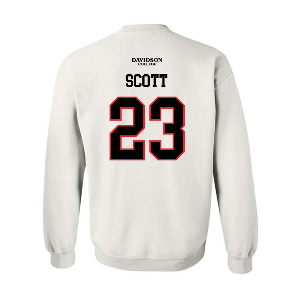 Davidson - NCAA Football : Nakoma Scott - White Replica Shersey Crewneck Sweatshirt-1