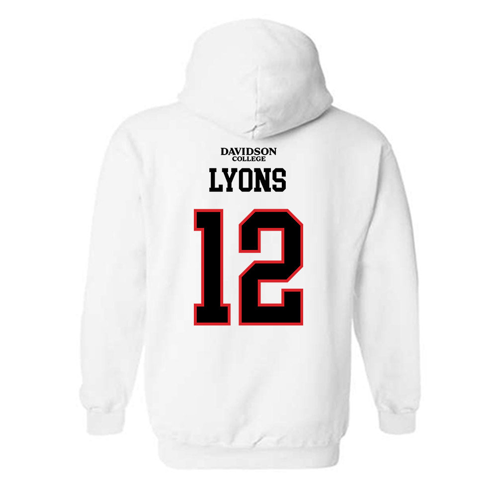 Davidson - NCAA Football : Christian Lyons - White Replica Shersey Hooded Sweatshirt-1