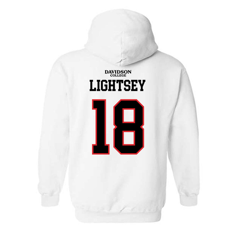 Davidson - NCAA Football : Jacary Lightsey - White Replica Shersey Hooded Sweatshirt