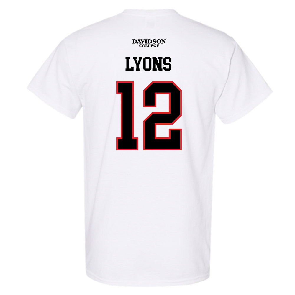 Davidson - NCAA Football : Christian Lyons - White Replica Shersey T-Shirt-1