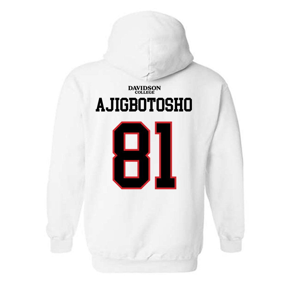 Davidson - NCAA Football : Alani Ajigbotosho - White Replica Shersey Hooded Sweatshirt