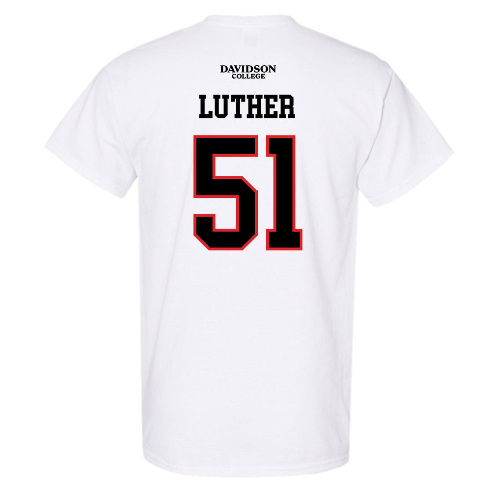 Davidson - NCAA Football : Tom Luther - White Replica Shersey T-Shirt