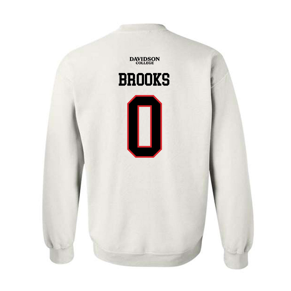 Davidson - NCAA Football : Hunter Brooks - White Replica Shersey Crewneck Sweatshirt-1