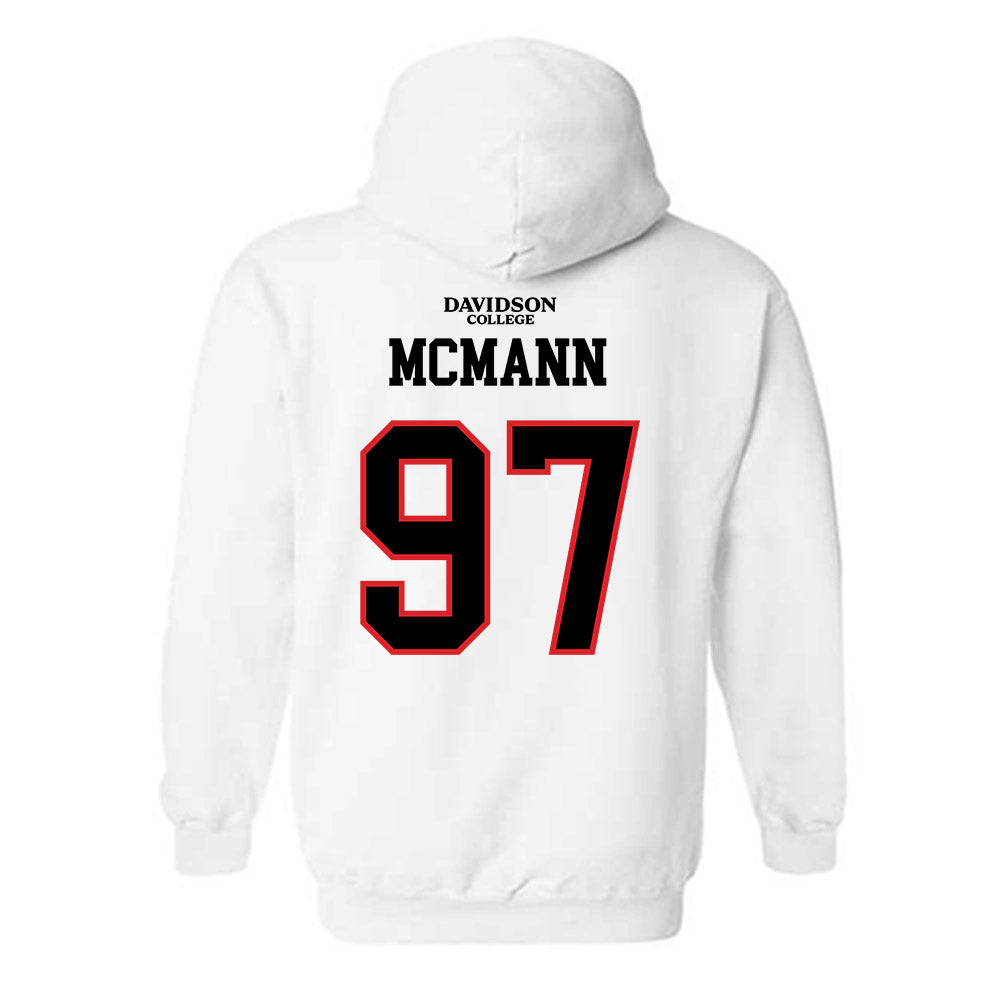 Davidson - NCAA Football : Liam McMann - White Replica Shersey Hooded Sweatshirt-1