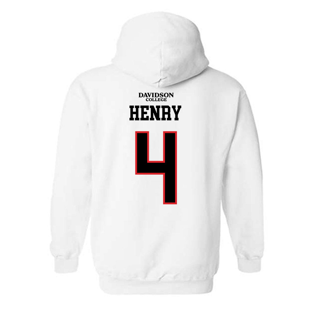 Davidson - NCAA Football : Tahir Henry - White Replica Shersey Hooded Sweatshirt