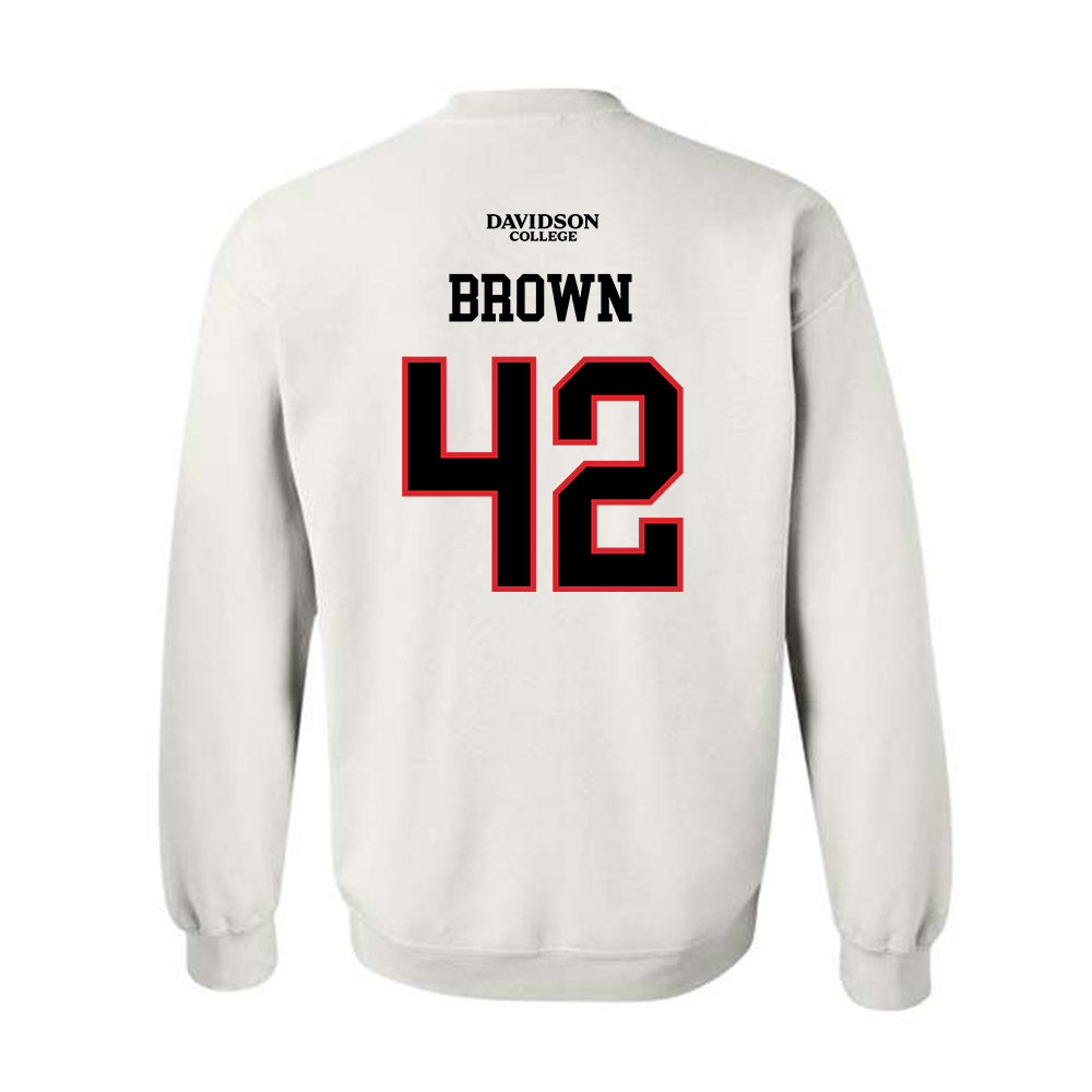 Davidson - NCAA Football : Dallas Brown - White Replica Shersey Crewneck Sweatshirt