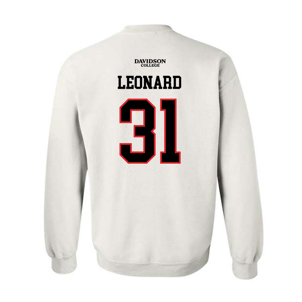 Davidson - NCAA Football : Michael Leonard - White Replica Shersey Crewneck Sweatshirt