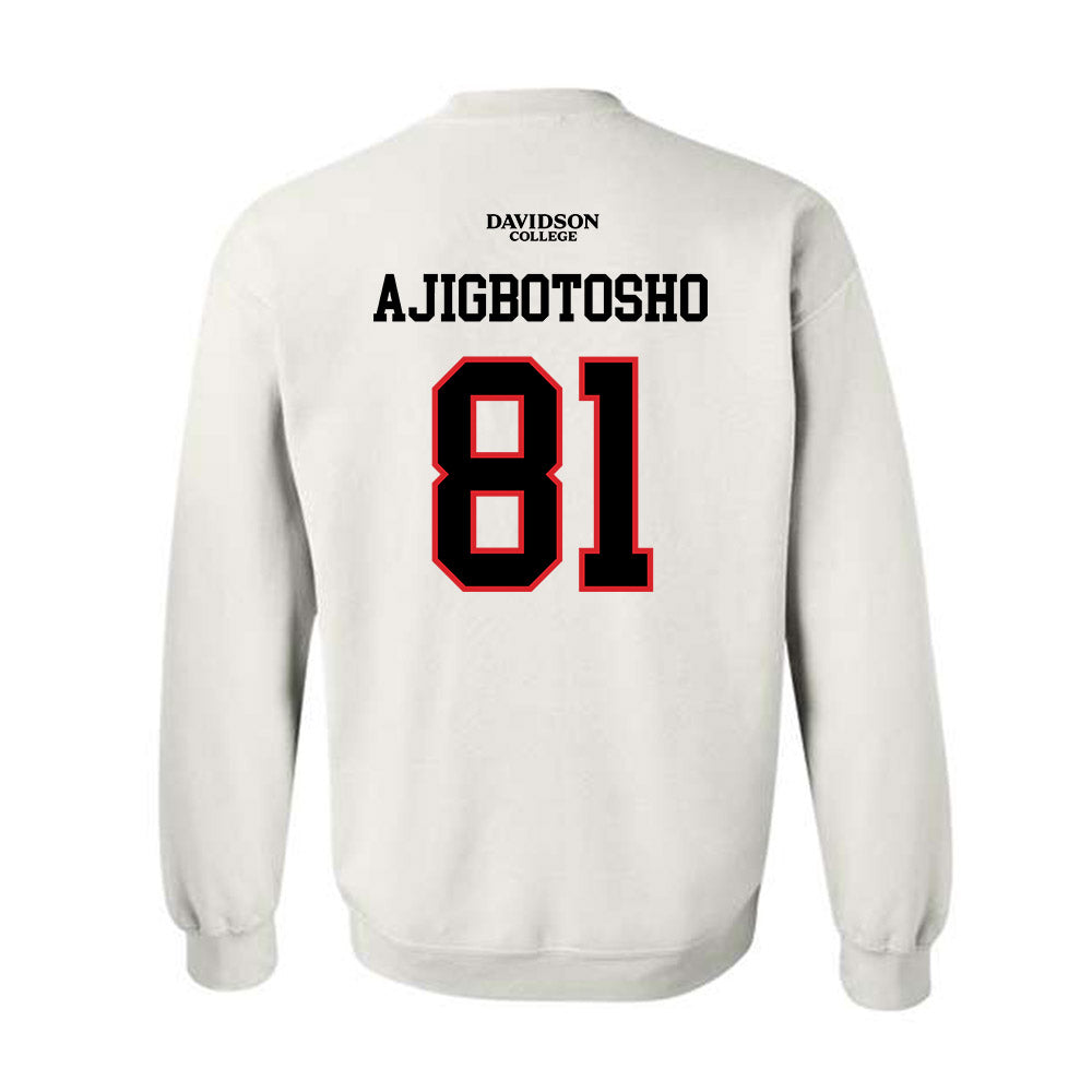 Davidson - NCAA Football : Alani Ajigbotosho - White Replica Shersey Crewneck Sweatshirt