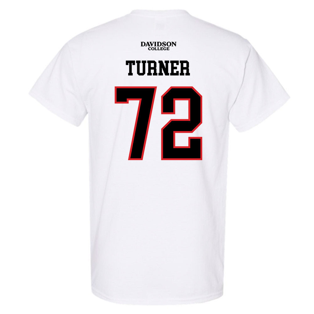 Davidson - NCAA Football : Liam Turner - White Replica Shersey T-Shirt
