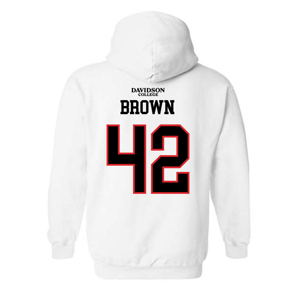 Davidson - NCAA Football : Dallas Brown - White Replica Shersey Hooded Sweatshirt