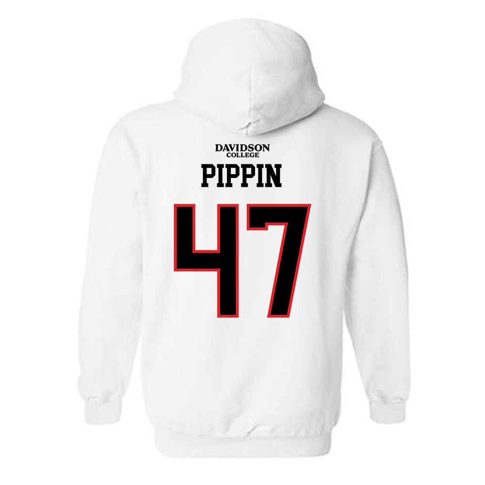 Davidson - NCAA Football : Nash Pippin - White Replica Shersey Hooded Sweatshirt-1