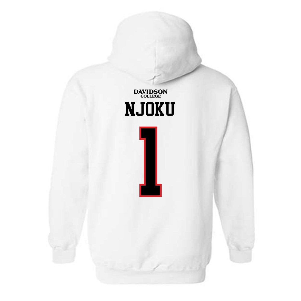 Davidson - NCAA Football : Dominic Njoku - White Replica Shersey Hooded Sweatshirt